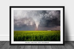 Storm Photography Print – Picture of Tornado Over Wheat Field in Texas