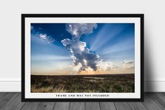 Photography Print of Sunbeams Bursting From Storm Cloud in Kansas