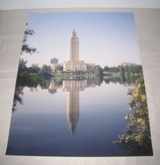 Beautiful Photograph of Louisiana Capitol Building Reflection on Lake 11 x 14″