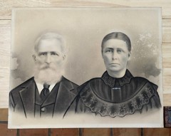 Antique Studio CRAYON PORTRAIT, Tennessee Farmers Pioneers Oddities BOGLE FAMILY