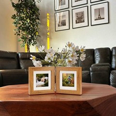 Double Hinged 4×4 Picture Frame with Real Glass-Tabletop or Wall Mounted, Dis…