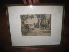 Vintage Antique Framed Art Hand Colored Photograph Maine Road by LeBusch #1