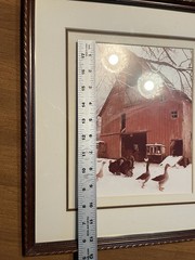 Signed Lee Mann The Barn Yard Framed Photo Print Skagit Valley WA Red Barn Geese