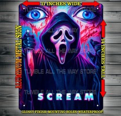 Scream Ghostface Horror Movie Synthwave Style Metal Sign Wall Art 14″ x 11″