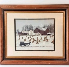 Amish Winter Landscape Photo By Wade Wilcox 17.5× 14.5 Mat & Framed Signed ’06