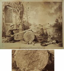 Boys on swing set amazing large antique albumen art photo
