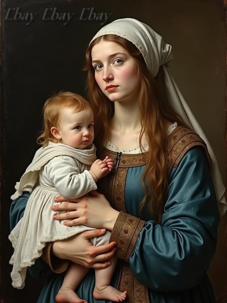 A3 Photo Mother Child Tenderness Artistic Glossy Paper Decor -157