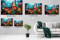 Butterfly Art, Beautiful Butterfly Stained Glass Themed Painting, Rainbow Flower