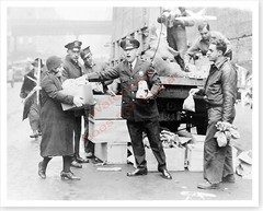 Depression Era New York Police Officer Handing Out Food Silver Halide Photo