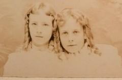 Circa 1860s Cabinet Card Photograph TWIN GIRLS Ringlets Around 10 Years Old