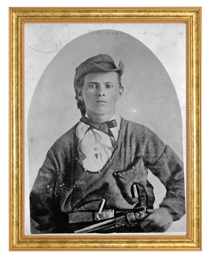 Jesse James Photograph in a Aged Gold Frame