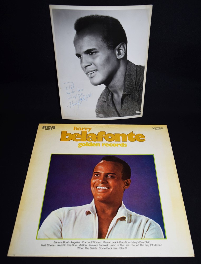 Belafonte, original photograph signed inscribed dedication + vinyl