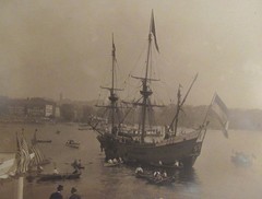 Original 1909 Photograph of Half Moon Ship Hudson Fulton Celebration, Albany, NY