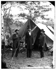 Civil War Photograph: A. Pinkerton, President Lincoln and J. McClernand, 1862.