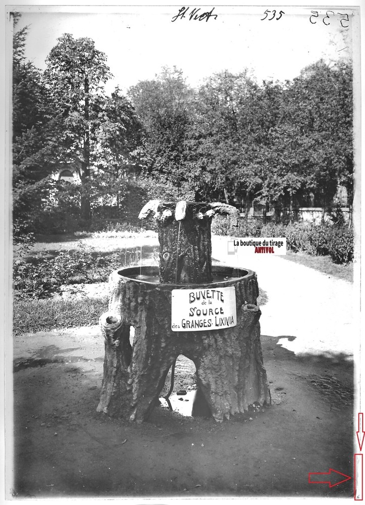 Glass Photo Positive Black & White 13×18 cm Saint-Nectaire Source Lixivia