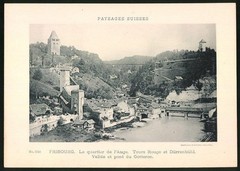 Photographic print phototype Neuchatel no. 2110, view Fribourg, Le quartier de l’Au