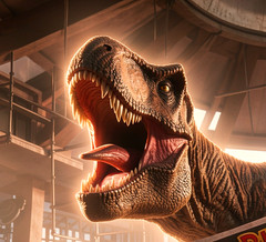 Jurassic Park 90s T-Rex Roaring in Visitor Center Metal Sign Art 14″ x 11″
