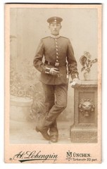 Photograph C. Berné, Munich, Türkenstrasse 20, portrait soldier in uniform with