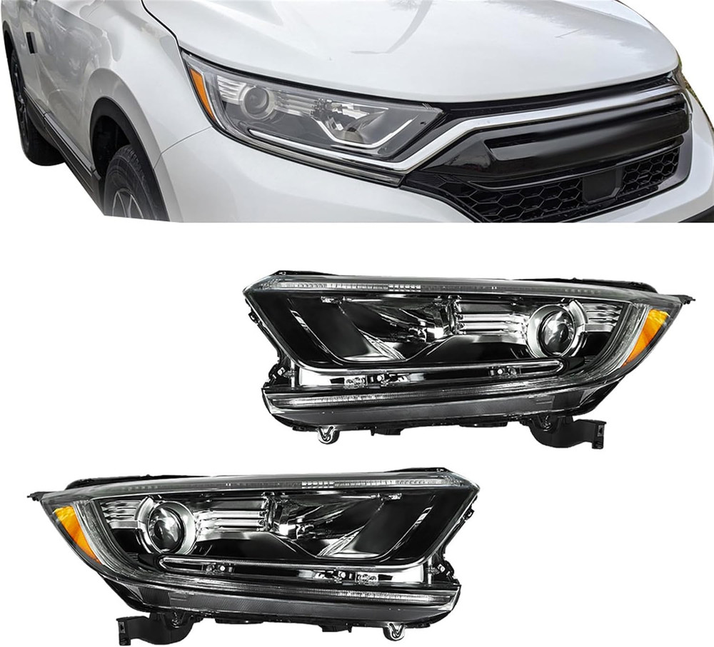 Driver Side and Passenger Side Headlights Assembly Halogen Replacement for Honda