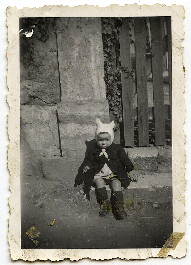 Child With Woolly Hat With Ears – Vintage Analogue Photograph Circa 1930