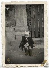 Child With Woolly Hat With Ears – Vintage Analogue Photograph Circa 1930