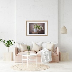 Floral Print of White Tulips wall art print home decor.