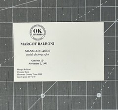 Margot Balboni Art Show Announcement Card 1991 Managed Lands Aerial Photographs