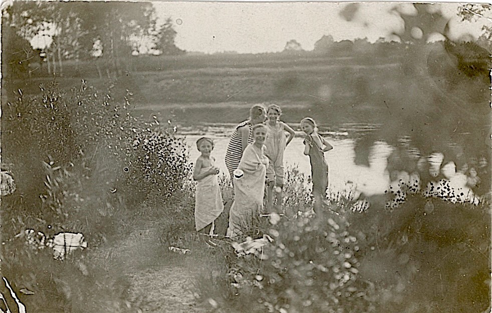 Bathing Swimwear Kids Girls Moving Horka See near Crostwitz Vintage 1912