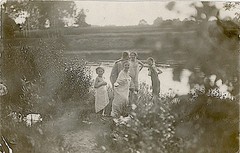 Bathing Swimwear Kids Girls Moving Horka See near Crostwitz Vintage 1912