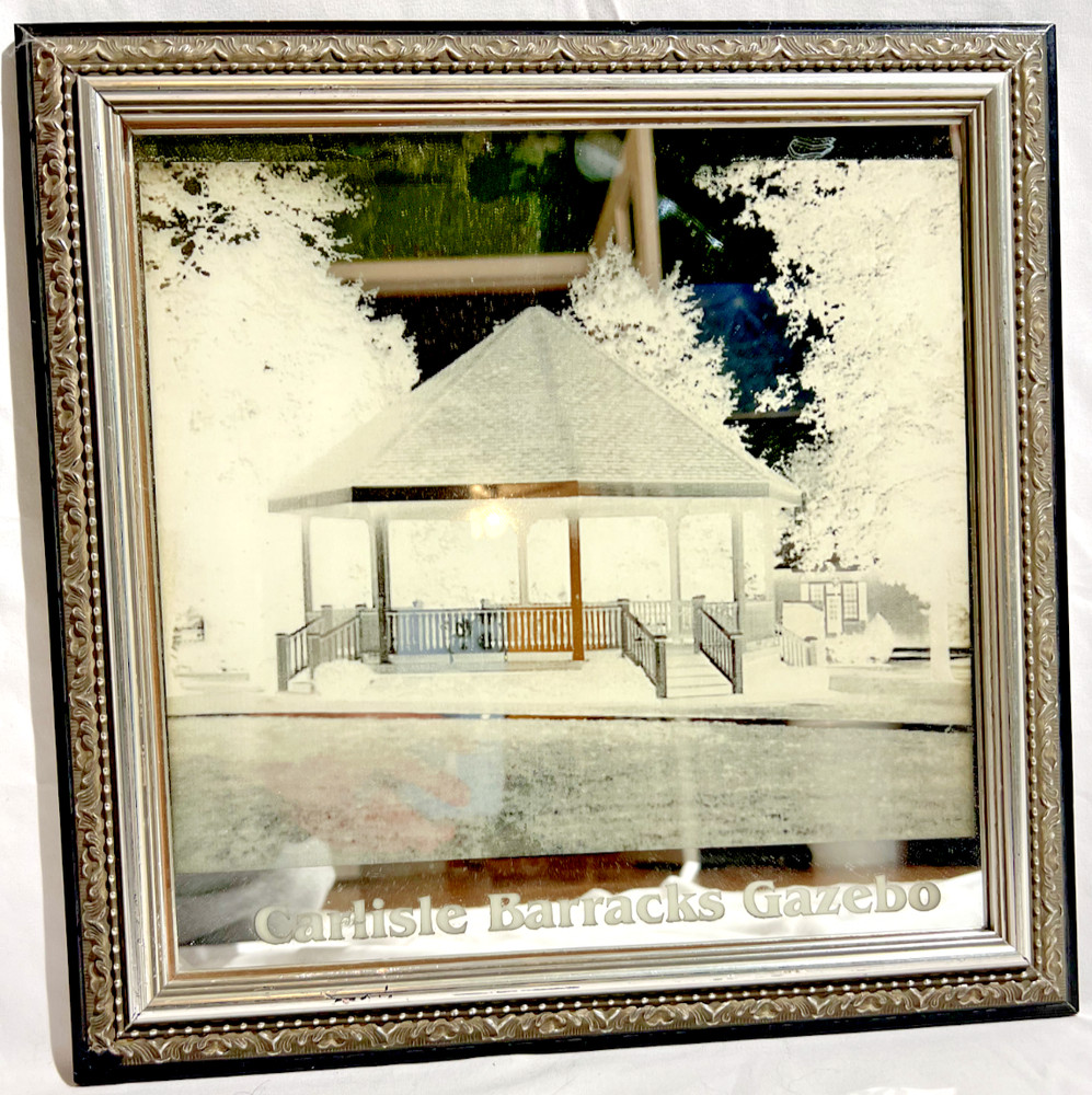 Framed Carlisle Barracks Gazebo Negative Image on Mirror Glass 14.5″x14.5″