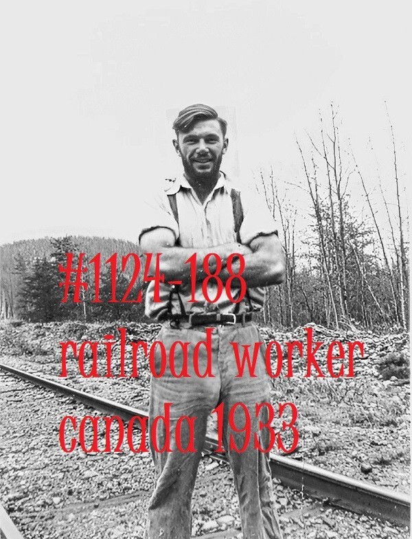 VINTAGE MALE PORTRAIT #1124-188 -railroad worker 1933 -free shipping in usa