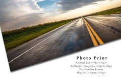 Highway Photography Print: Oklahoma Road Trip Rain Travel Landscape Photo