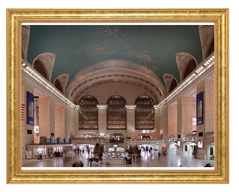 Grand Central Station Interior Photograph in a Aged Gold Frame