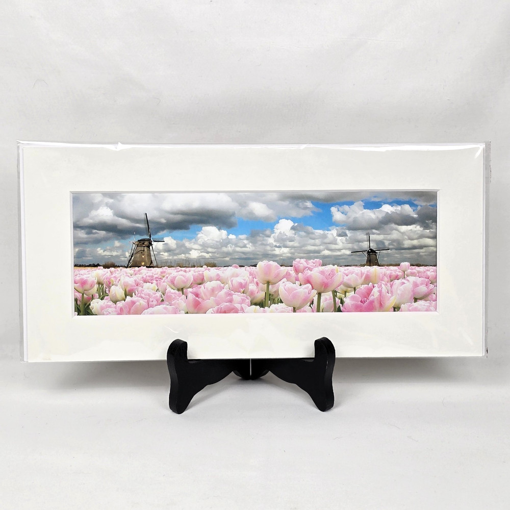 Keukenhof by Challa – Tulips Windmills Matted Art Photograph