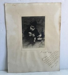 Dated 1923 French Photograph Signed Inscribed Man Cutting Fruit – Old Estate
