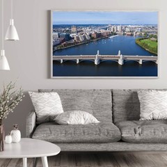 Longfellow Bridge Downtown Boston Skyline, Massachusetts Charles River Aerial