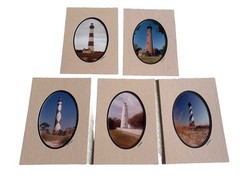 North Carolina Lighthouse Photos Signed Gamow Set Of 5 Hatteras Ocracoke 5” X 7”