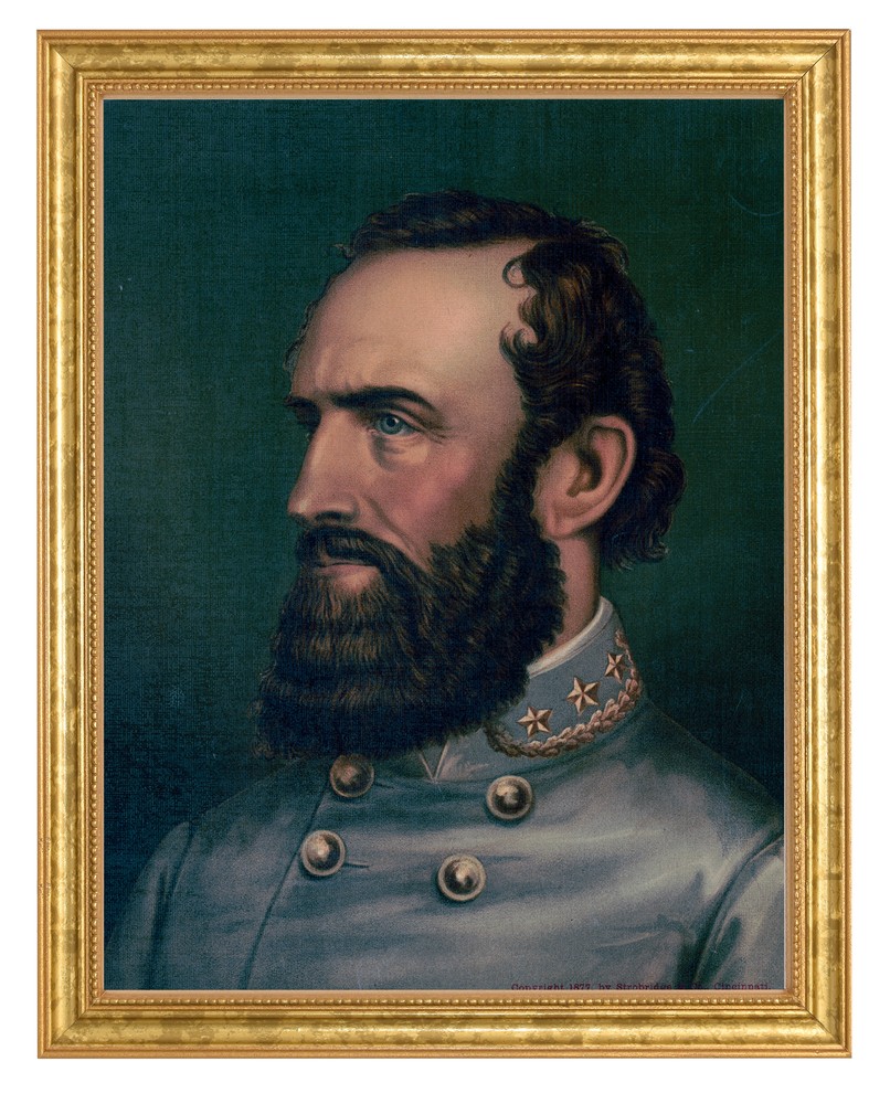 Stonewall Jackson Photograph in a Aged Gold Frame