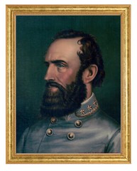 Stonewall Jackson Photograph in a Aged Gold Frame