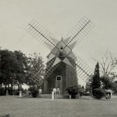 Vintage Dutch Windmill Photograph Black White Farmhouse Art Print