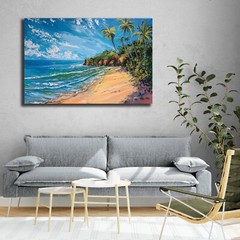 Beach Drawing Painting, Pastel Tropical Beach Art Hawaii Print Large Portrait