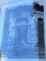 Vintage PALACIO VIENNA HOTEL B&W Photograph. Cuba Bike Street Vendor