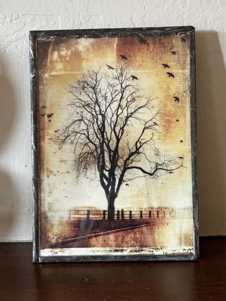 Javier Lopez Rotella Tree with Birds Framed Mixed Media 5X7 Photography