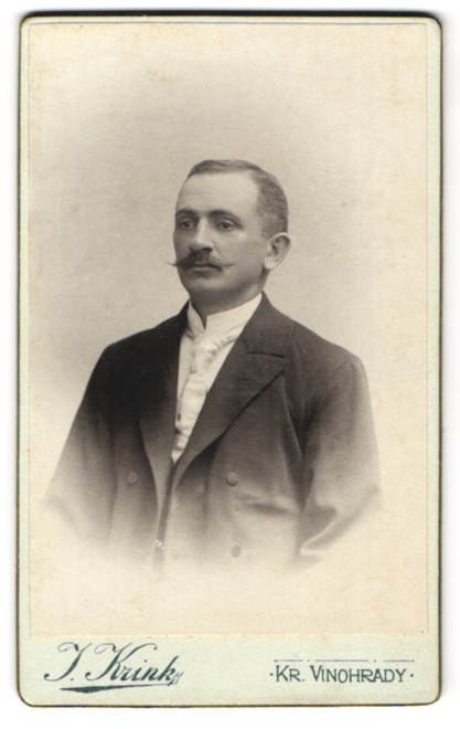 Photograph J. Krink, Kr. Vinohrady, Palackeho ti. 25, Young Man in Black