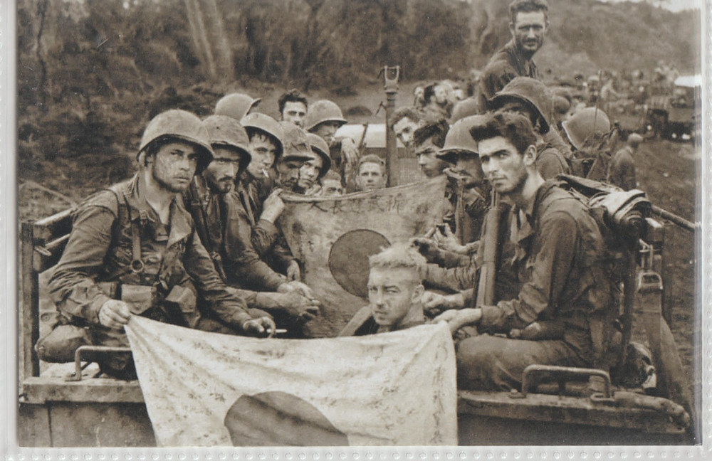 US Marines with Captured Japanese Flag New Guinea 4×6 Re-Print #1002
