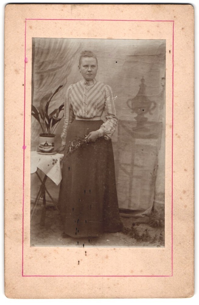 Photography Young Lady in Fashion Blouse and Skirt