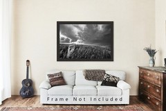 Limestone Marker Photography Print: Kansas Black & White Western Prairie Photo