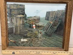 Lobster Shack Mid Century Photo Fishing Warf Dock FRAMED 23×20