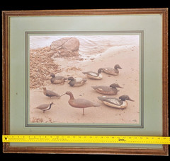 Frank Klay Sepia Photograph Signed «Mason’s» Decoys, Shorebirds 29½» x 26″ LARGE
