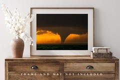 Storm Photography Print – Picture of Large Tornado as Silhouette in Kansas